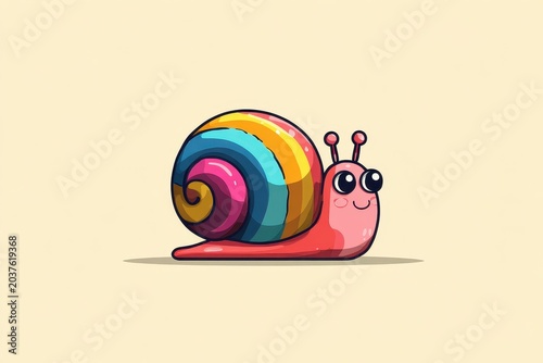 Playful cartoon snail with big eyes and pastel colors for kids' learning visuals