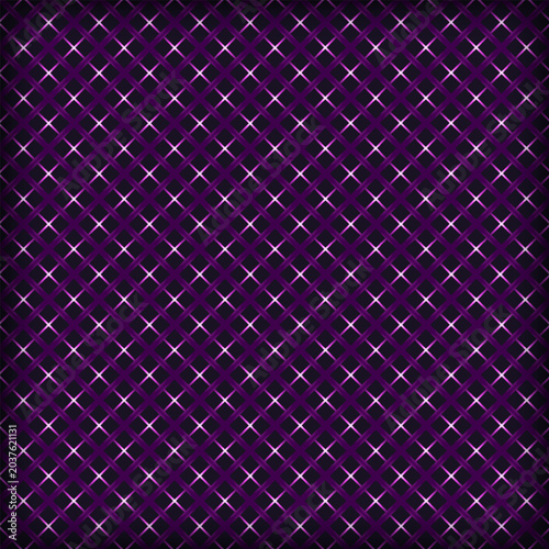 Purple glowing geometric lattice pattern on dark background, futuristic vector texture