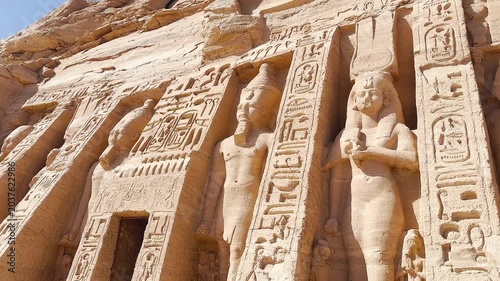 The Temple of Nefertari and the goddess Hathor near the Temple of Ramesses II at Abu Simbel, in southern Egypt, Nubia.