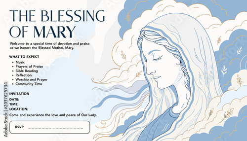 Billede på lærred The Blessing of Mary: A Special Devotion and Praise Event Honoring the Blessed Mother Mary, Featuring Music, Prayer, Bible Reading, Reflection, Worship, and Community Time