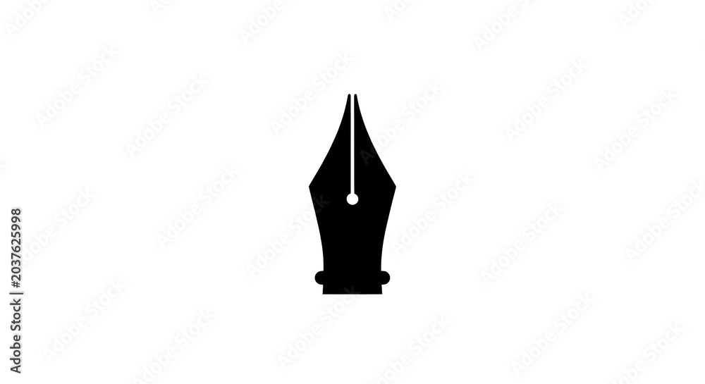 Fototapeta premium Black silhouette of a fountain pen nib on a white background 2.