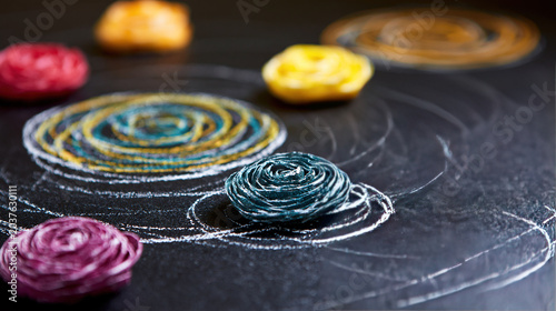 Abstract Chalk Art on Blackboard with Swirls