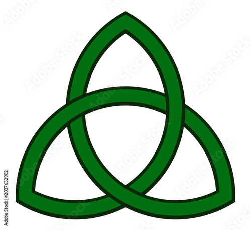 Green interlaced triquetra symbol