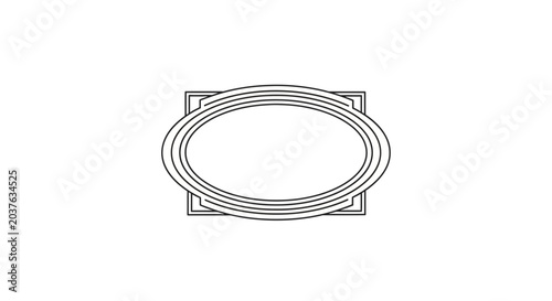 Elegant Oval Frame with Geometric Border - Vintage Design Element