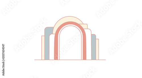 Pastel Archway Building Abstract Minimalist Geometric Design