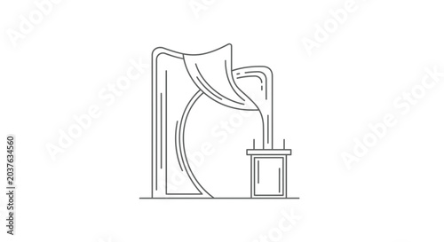 Modern Stage Archway with Curtain and Podium, Minimalist Design