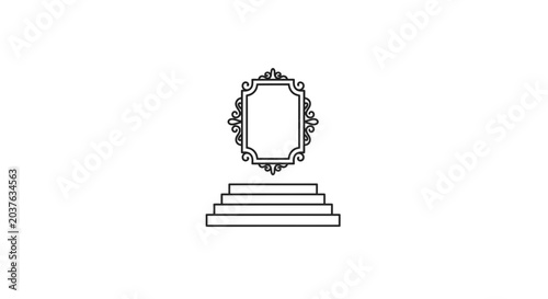 Ornate Mirror on Pedestal, Decorative Frame, Elegant Design, Minimalist Graphic