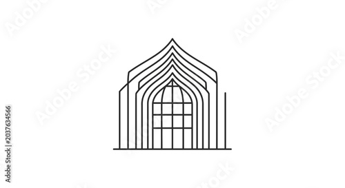 Minimalist Building Icon, Abstract Facade, Geometric Architecture, Modern Design