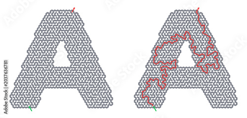 Tableau sur toile Maze made of honeycomb shapes in the shape of letter A