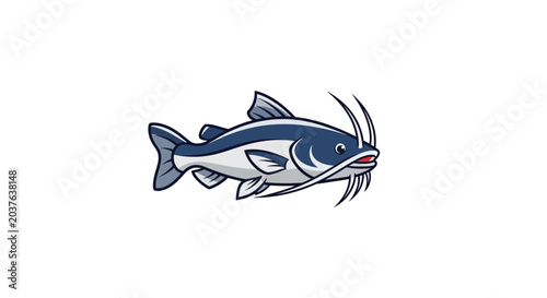 Quadro su tela Cartoon Catfish Illustration Isolated on White Background
