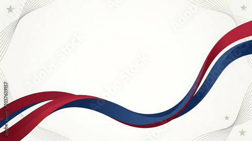 Abstract Patriotic Background with Red and Blue Waves and Stars - Ideal for Independence Day and Memorial Day