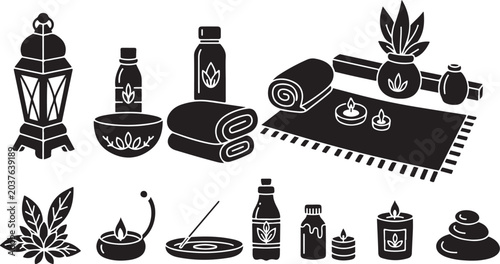 Spa Day Essentials and Relaxation Concepts Illustrated