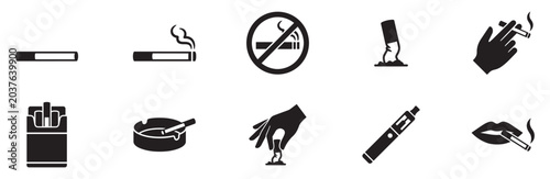 Photos Cigarette icon vector set