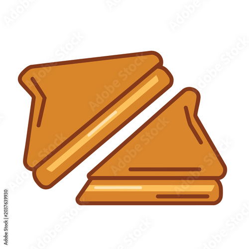 Grilled Cheese Sandwich Icon Illustration.