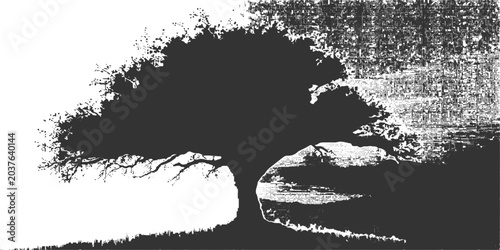 Cuadro en lienzo Black and white grunge vector frame featuring man and woman illustration with in