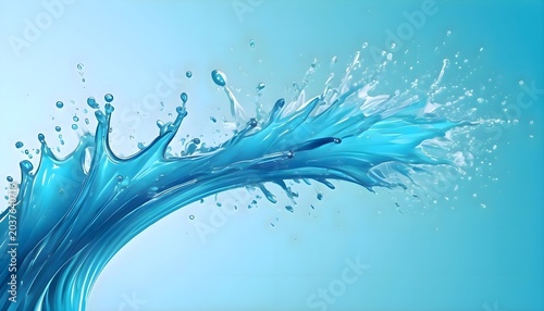 Blue wave of water with bubbles, fresh clean liquid splash marine environment background, abstract ocean sea stream flow movement wallpaper