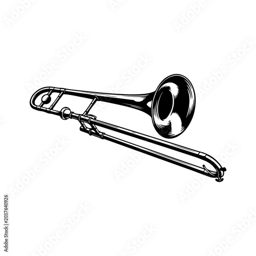 Foto Illustration of a Trombone Musical Instrument.