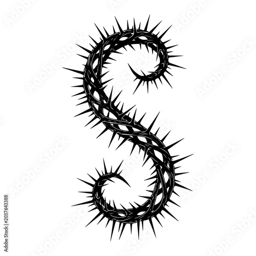 Obraz na plátne Black Crown of Thorns S Shape Symbol.