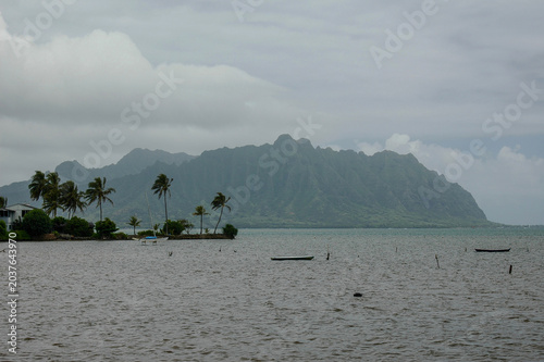 Seascape of the windward coast of Oahu, Hawaii