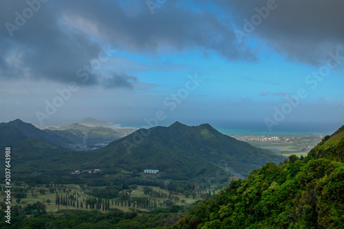 Panoramic view of Oahu from Pali lookout