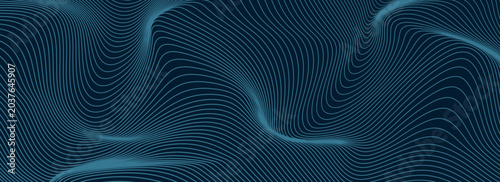 Abstract topographic map with blue lines, creating a modern and dynamic background. Perfect for technology and science themes.eps10 ilustration