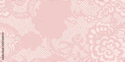 Pink lace pattern with floral ornament and delicate texture