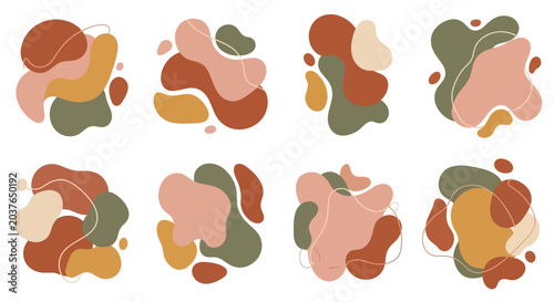 Organic Shapes Abstract Collection, Earth Tones, Modern Design Elements