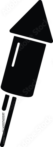 Silhouette vector simple black icon of a firework rocket symbolizing celebration success and festive event design