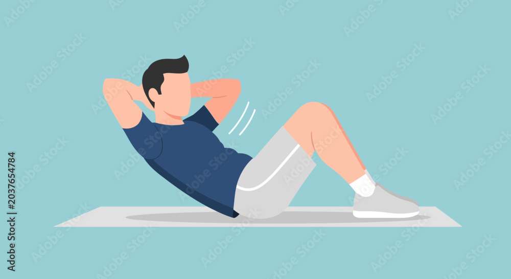 Fototapeta premium Man Performing Leg Raises Exercise on Mat for Core Workout