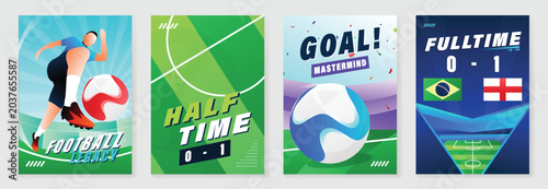 Tableau sur toile Football poster vector set