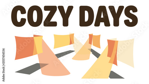Konstfotografi COZY DAYS graphic: A stylized graphic displaying the words COZY DAYS above a representation of pillows and soft light, evoking a sense of comfort and relaxation