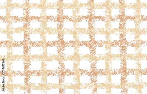 ベージュのアフリカンな手描きチェック背景　ベクター画像　Adobe Illustrator Artwork