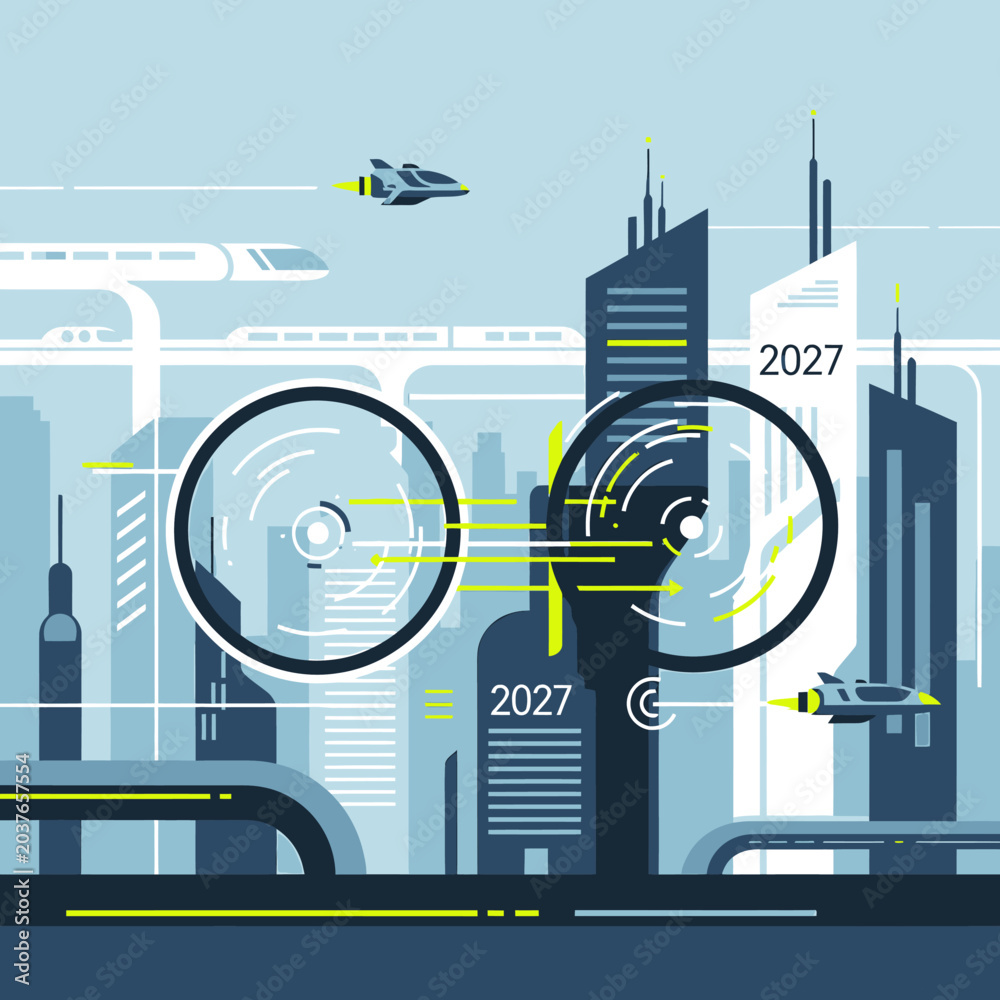 Obraz premium Futuristic city technology concept illustration.