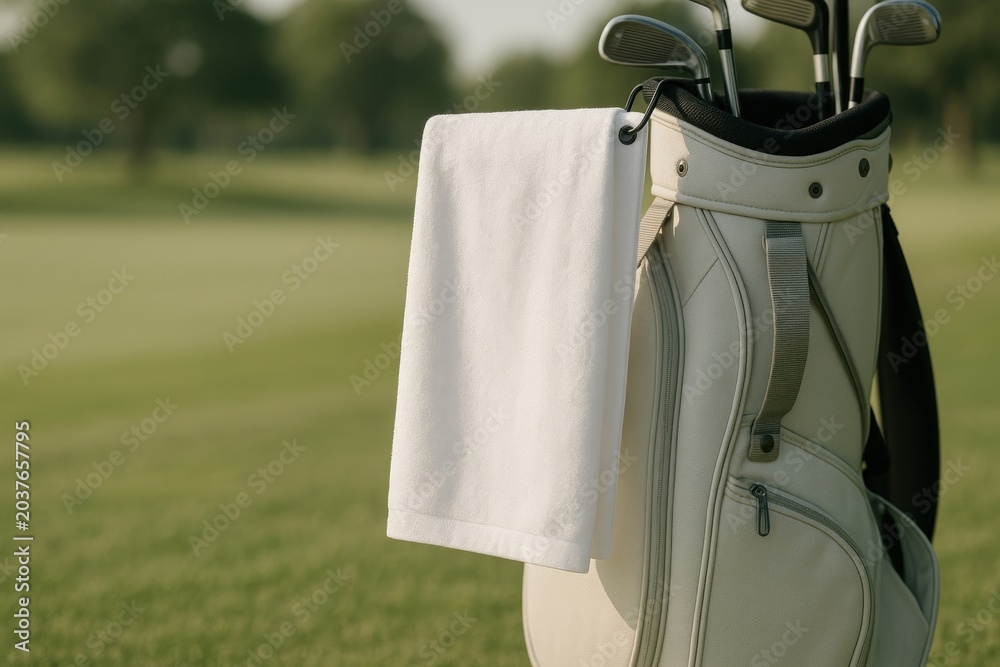 Obraz premium Golf bag on lush course