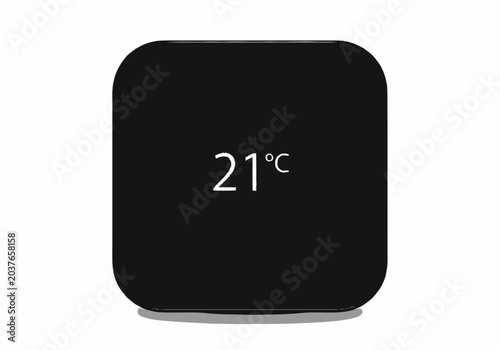Digital temperature display device screen.