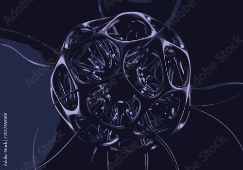 Detailed view of a complex sphere.