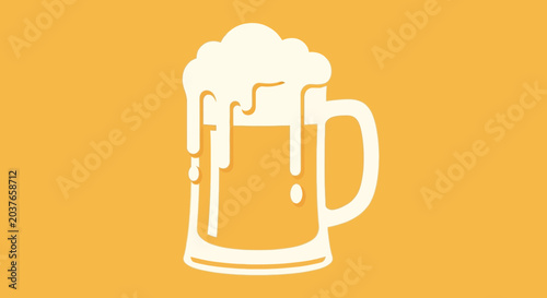 Foto Minimalist Beer Mug Icon with Frothy Foam