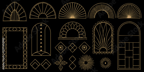 Schilderij op canvas Gold Decorative Frames Collection Art Deco Style Vector Illustration