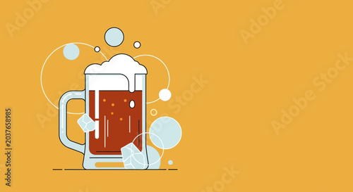 Valokuva Minimalist Vector Illustration of a Cold Mug of Beer