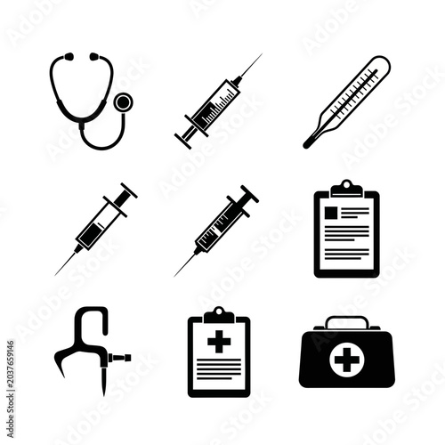 Healthcare Medical Equipment Icon Collection Vector