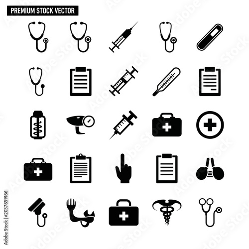 Minimal Medical and Pharmacy Symbol Icon Set
