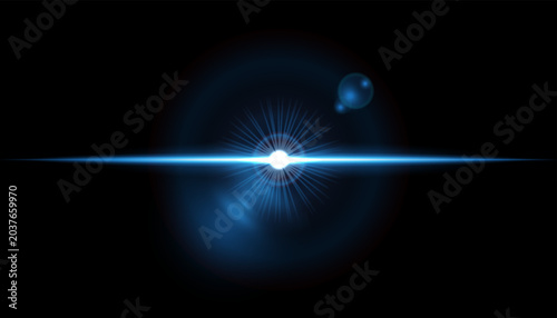 Futuristic Blue Lens Flare Light Effect Abstract Background
