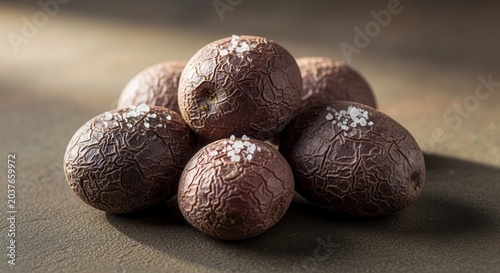 Delicious Dark Chocolate Truffles with Sea Salt Sprinkled on Top.