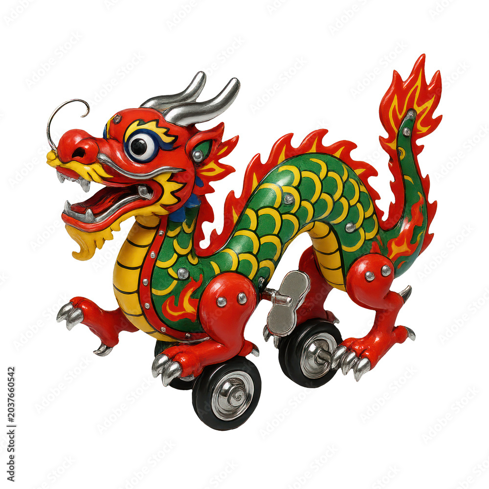Fototapeta premium PNG Colorful vintage dragon toy
