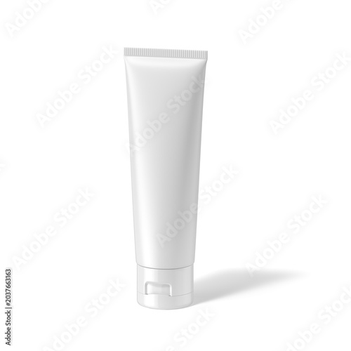 3D rendering of a cosmetic packaging tube on a white background.