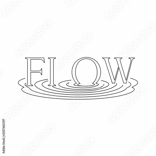 Minimalist typographic design with the word Flow resting on concentric water ripples.