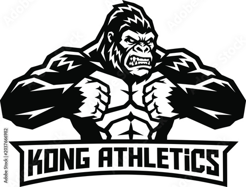 Kong athletics gorilla gym sports logo mascot with athletics strength branding
