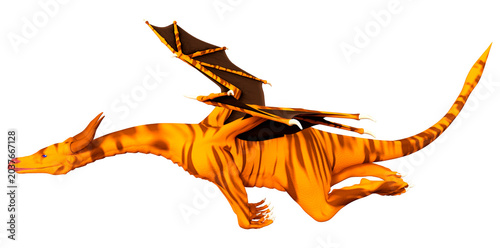 3D Rendering Fairy Tale Dragon on White