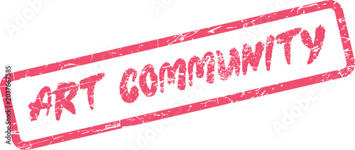 Grungy Red Rubber Stamp with ART COMMUNITY Text for Artistic Connections