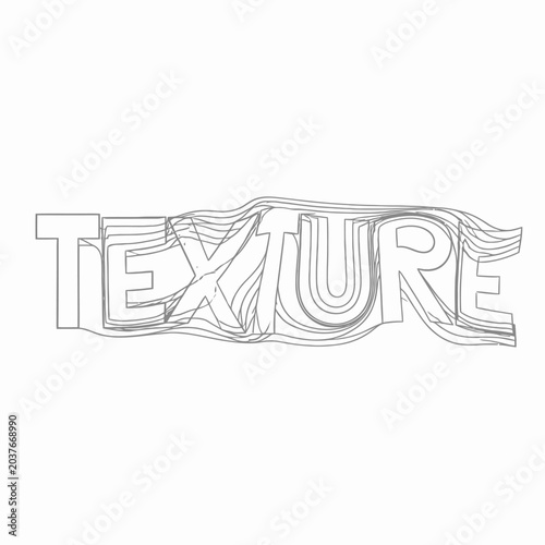 Stylized artistic typography of the word texture with layered contour line effects.